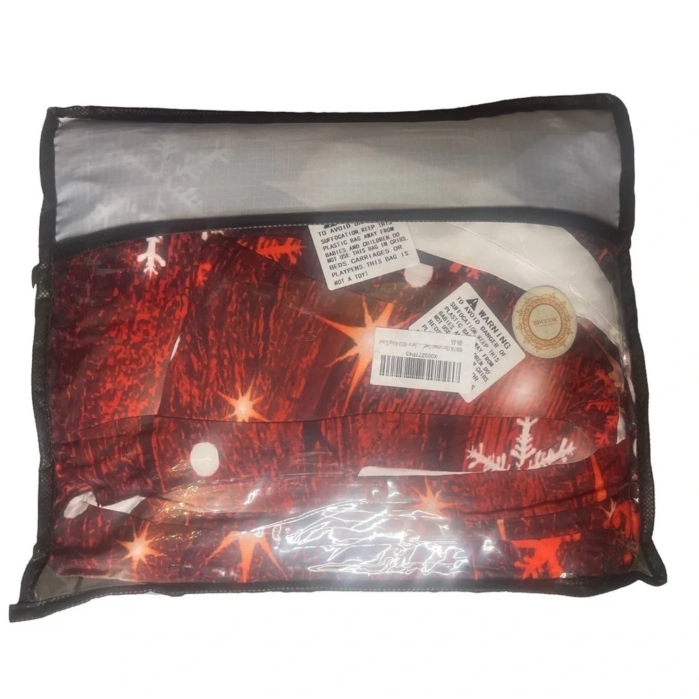 NEW Festive Red Snowflake Holiday Blanket King Comforter & 2 Pillowcases